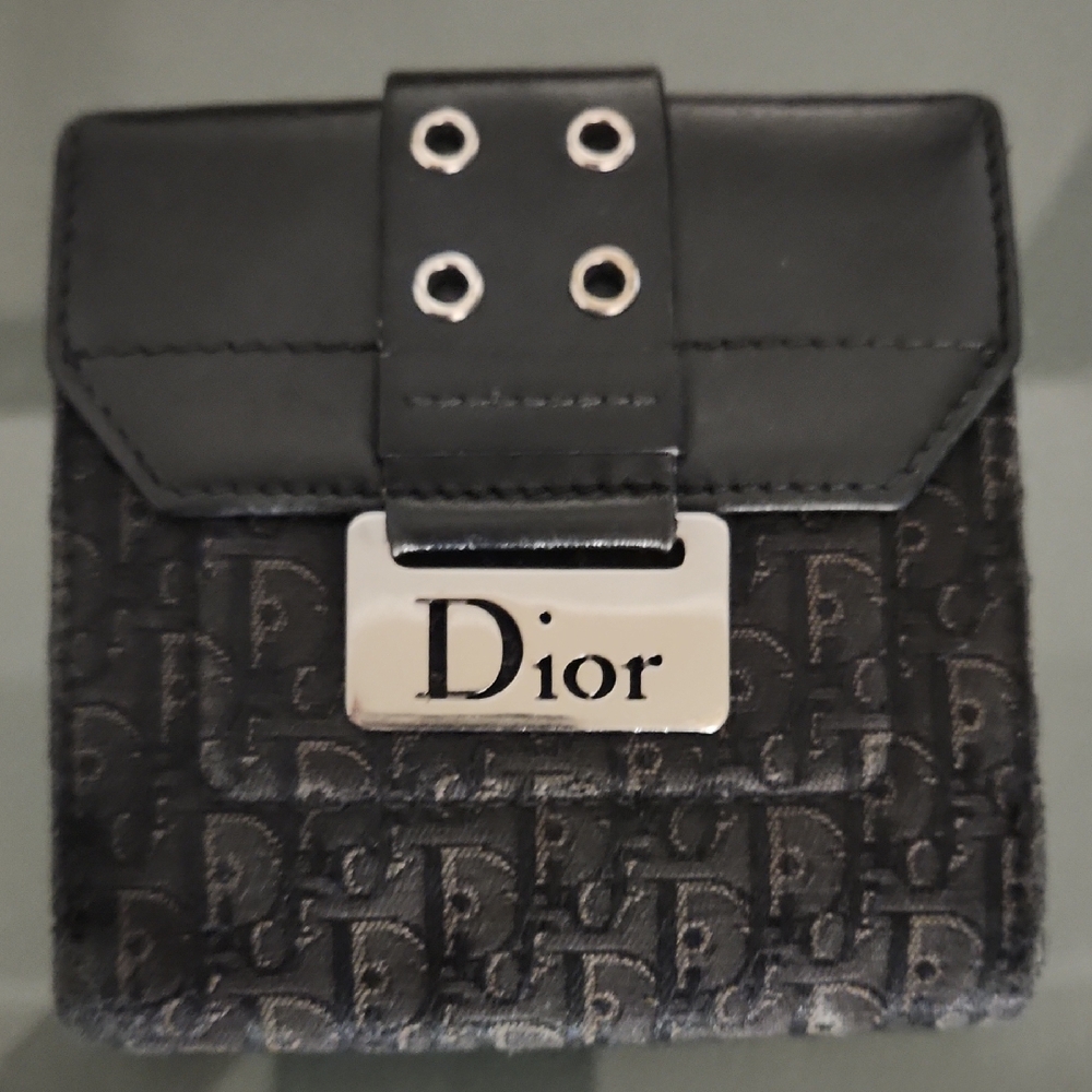 Authentic Dior Black Canvas and Leather Wallet